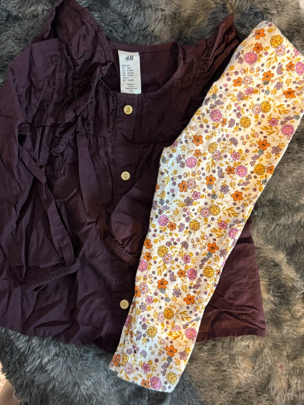 H&M White Floral Leggings with Yellow & Pink Flowers